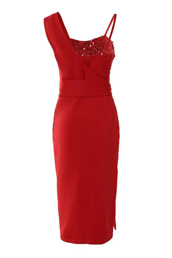 Heidi-Mode | Sequin Patch Bodycon Dress with Slit