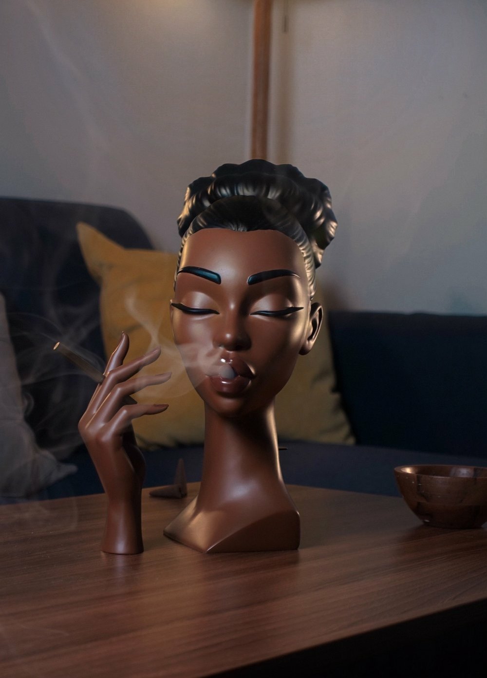 Incense Burner Statue | Artistic Resin Design | Backflow Smoke Effect | 7.8 in