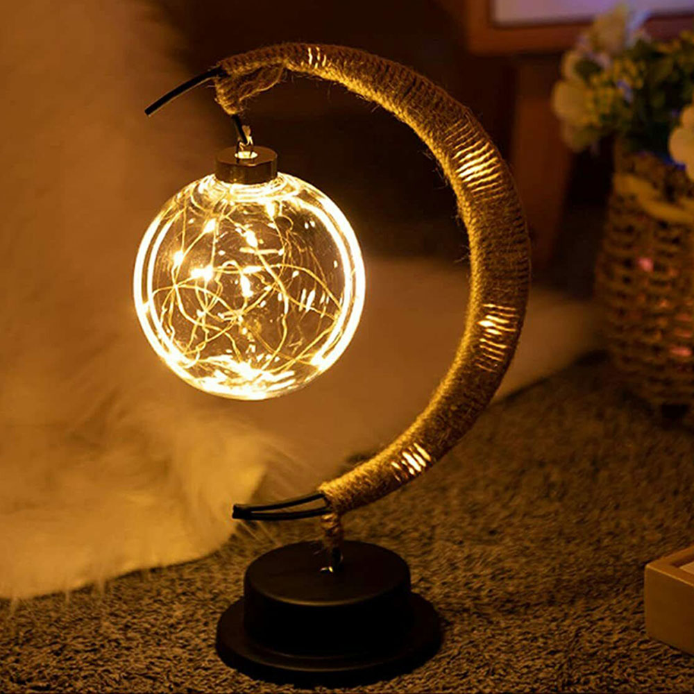Crescent Moon LED Lamp | Handcrafted Metal Base | Soft Adjustable Glow