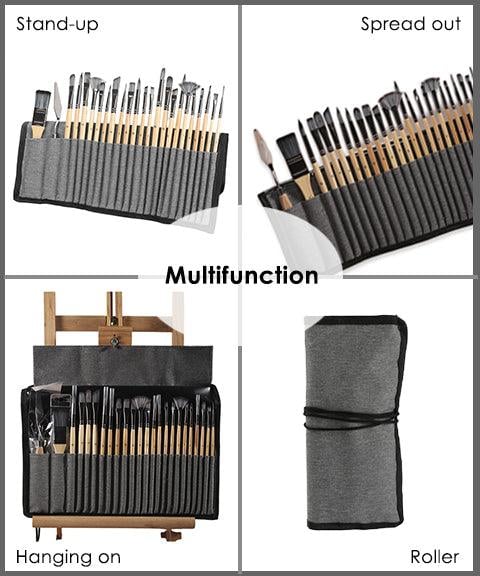 Artist Paint Brush Set | 24 Nylon Brushes with 7 Shapes & Palette Knife | Acrylic, Oil & Watercolor