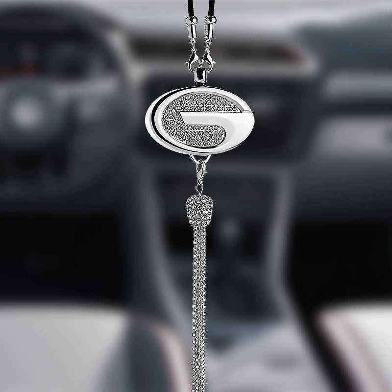 Car Rearview Mirror Pendant | Sparkling Rhinestone Accessory | Zinc Alloy | 100g