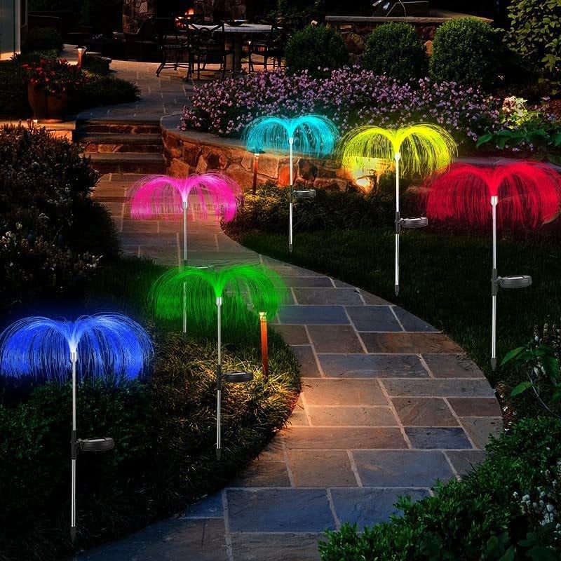 Solar Garden Lights | Jellyfish Design with Color-Changing & Warm White Modes | 75cm