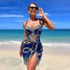 Avencea | Sexy One-Piece Push-Up Swimsuit with Chain Pattern and Beach Skirt