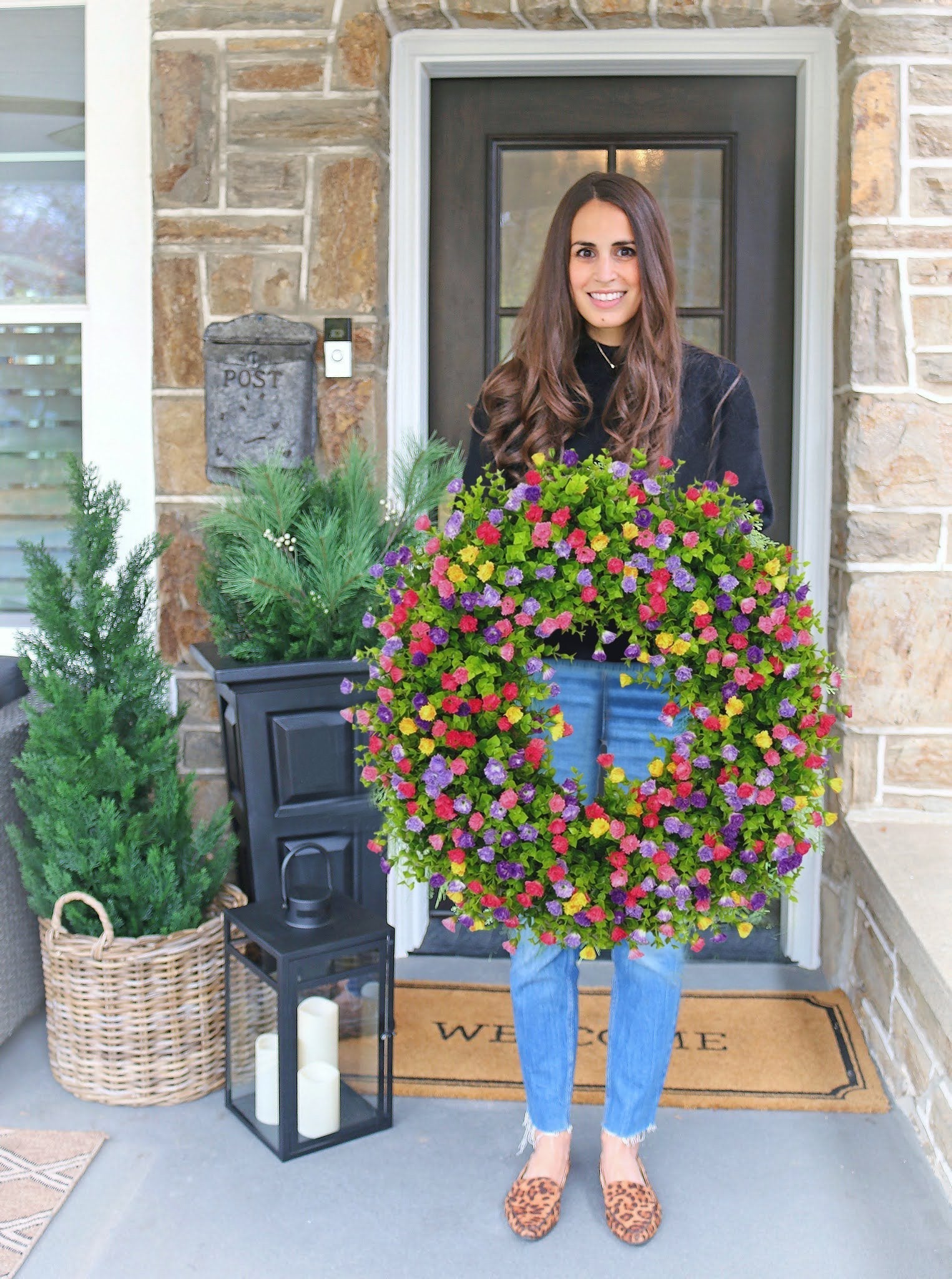 BloomWreath™ Spring & Summer Front Door Wreath | Handmade Floral Grapevine Accent