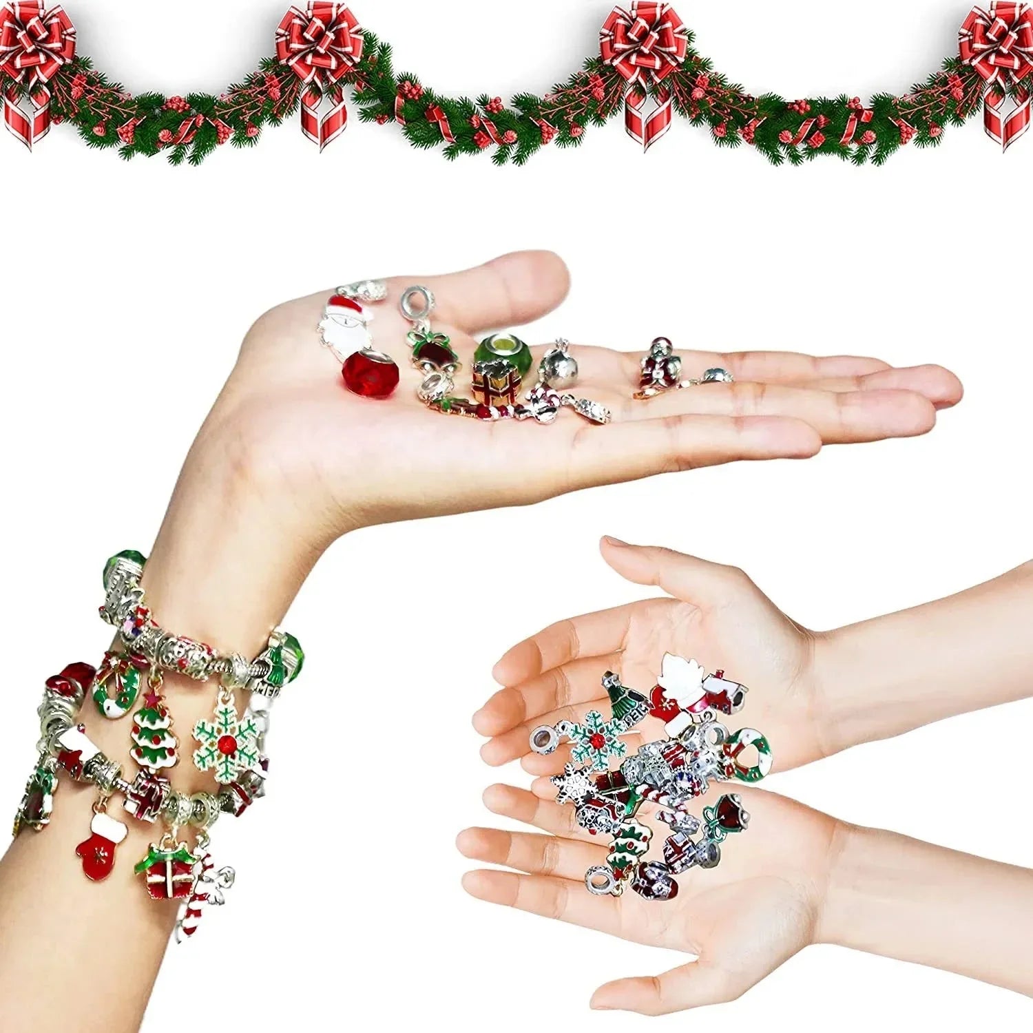 Christmas Charm Bracelet Advent Calendar | 24-Day Countdown Jewelry Set | DIY Beads & Festive Charms