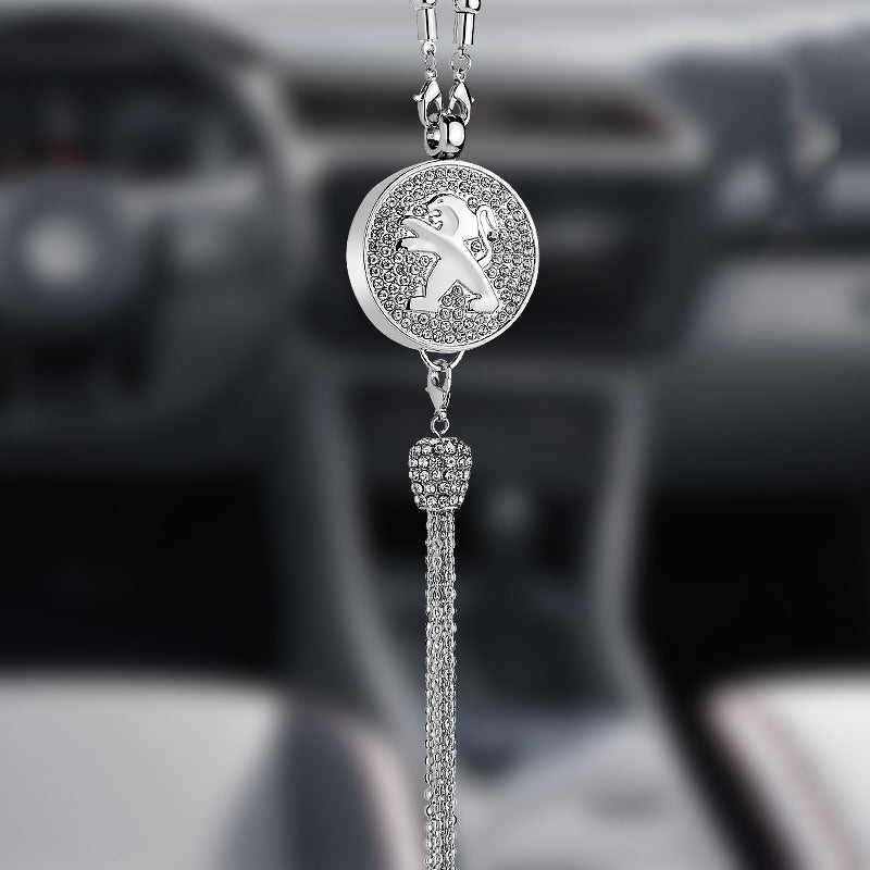 Car Rearview Mirror Pendant | Sparkling Rhinestone Accessory | Zinc Alloy | 100g