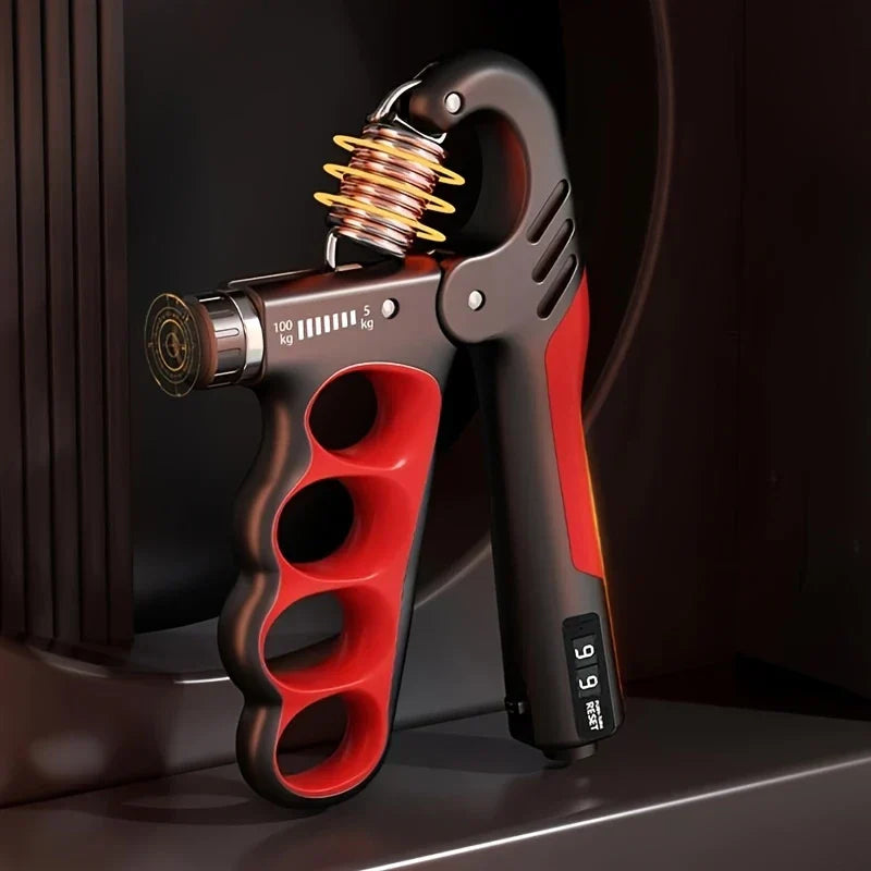Adjustable Hand Grip Strengthener | 5–100KG Resistance | Rep Counter | Non-Slip Handles