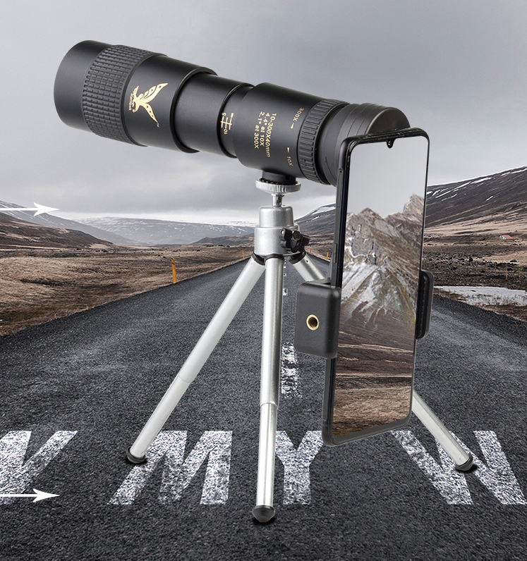 High-Power Monocular Telescope | 10–300X Zoom | Night Vision | Waterproof | Smartphone Adapter Compatible
