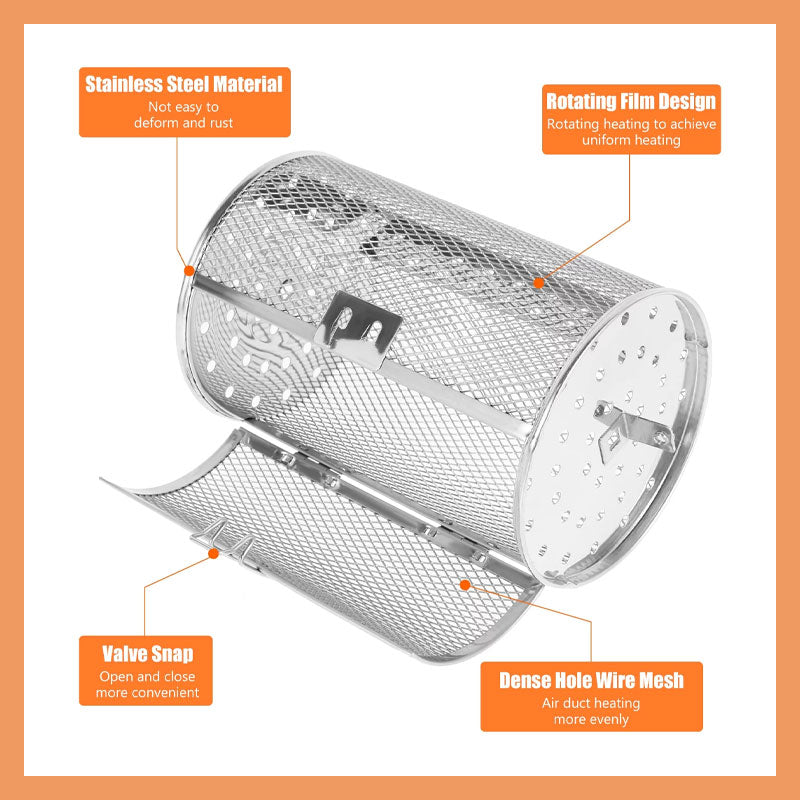 Rotating Baking Cage | 360° Air Fryer Basket | Stainless Steel | Multi-Food Compatible