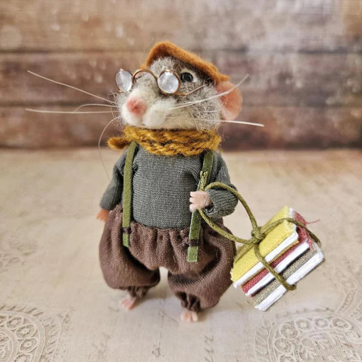 Handmade Felted Mouse Decoration | Eco-Friendly Wool | Holiday Ornament & Gift