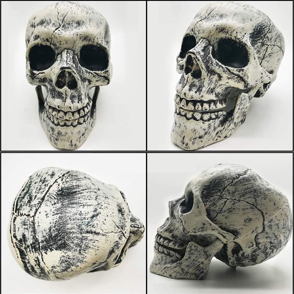 Halloween Yard Decoration | Light-Up Skull & Skeleton Arms | 8-Mode LED Outdoor Prop