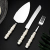 Creative Pearl Ceramic Handle Cake Knife and Spatula Set Stainless Steel