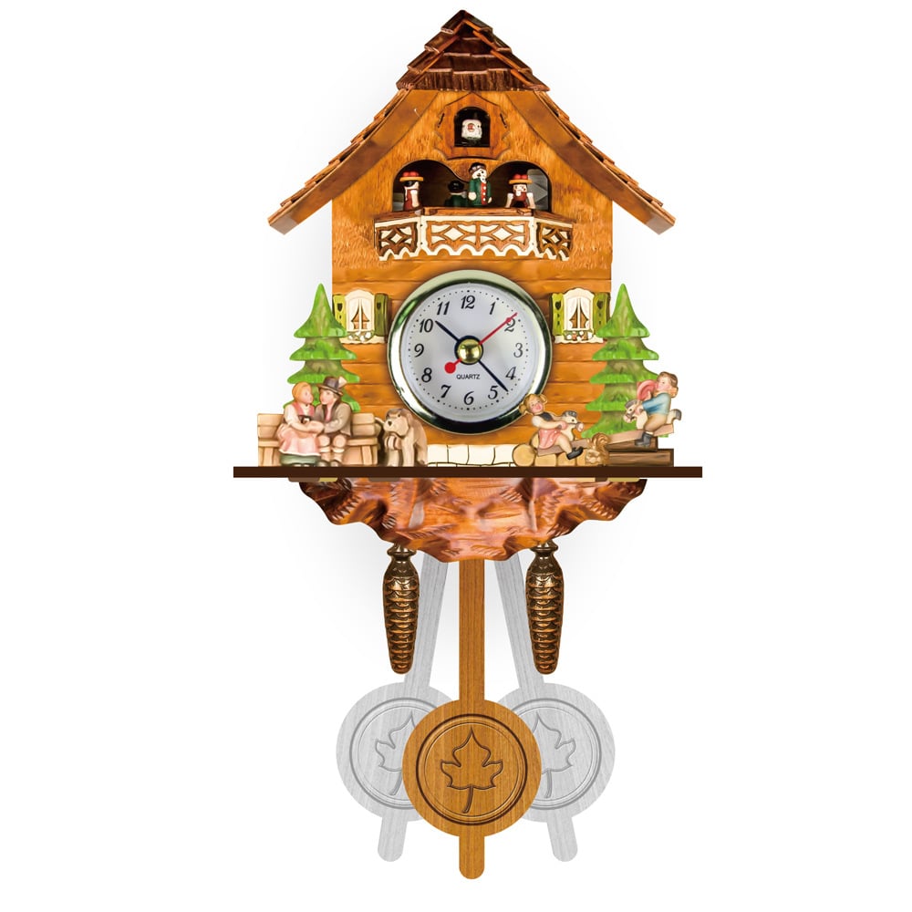Wooden Cuckoo Clock | Handcrafted Black Forest Chalet | Musical Pendulum Design