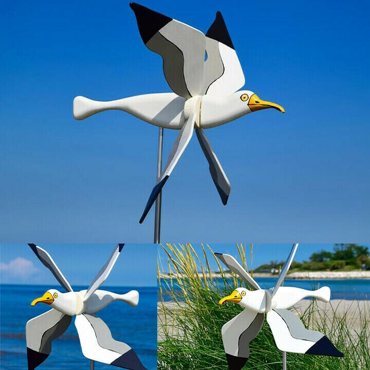 Handmade Garden Windmill | WhimsyMill™ Bird & Animal Design | Wood & Stainless Steel | Outdoor Décor
