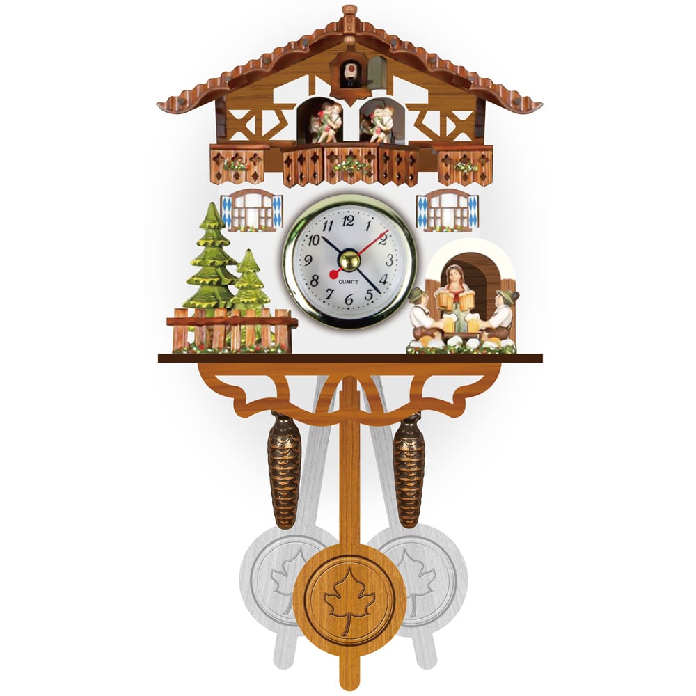 Wooden Cuckoo Clock | Handcrafted Black Forest Chalet | Musical Pendulum Design