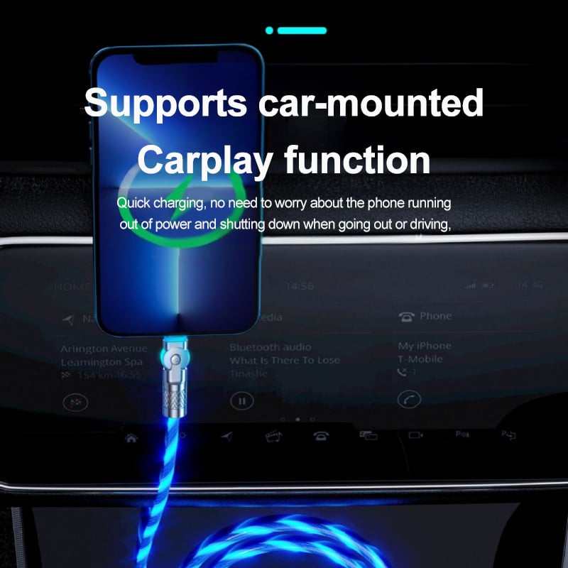 Magnetic Charging Cable | 540° Rotating Connector | Fast Charge with LED Glow