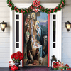 Christmas Door Cover | Santa & Gingerbread Design | Festive Entrance Decoration | Easy Installation | 36×80 in