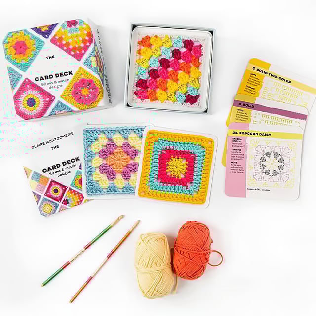 Crochet Pattern Card Deck | 50 Portable Stitch & Color Design Cards + Guide Booklet