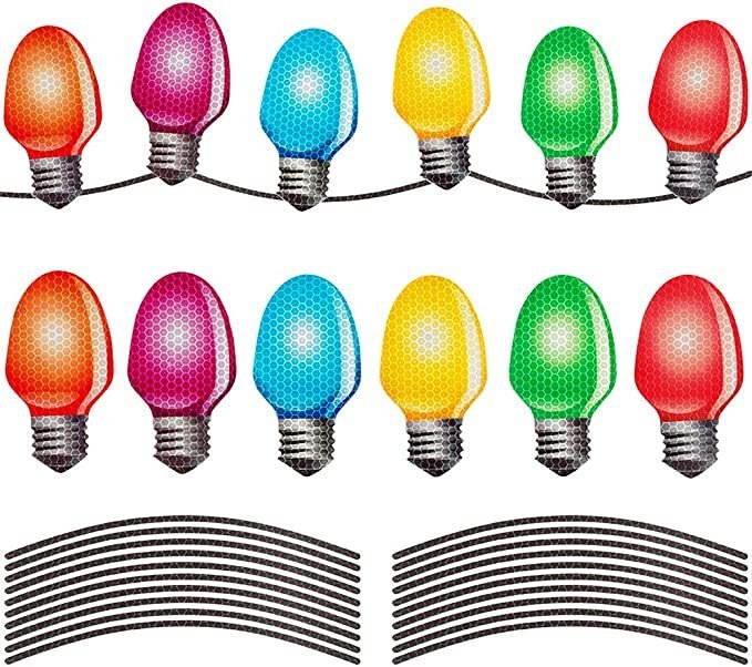 Christmas Car Magnets | Honeycomb Reflective | Vibrant Holiday Bulb Design