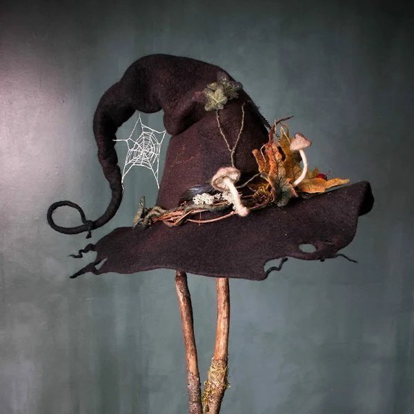 Halloween Witch Hat | Handmade Felt Costume Accessory | Adjustable Size for Adults