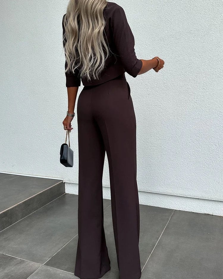 Women’s Two-Piece Suit Set | Tailored Jacket & High-Waist Pants | Elegant & Versatile