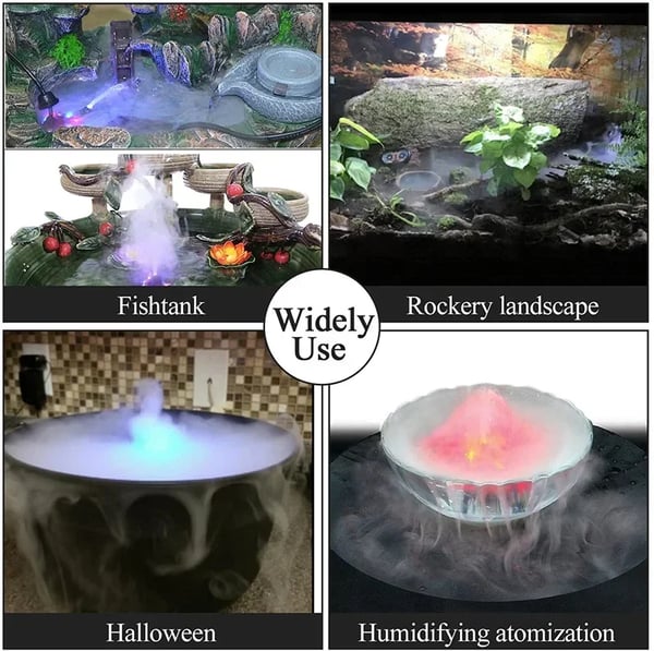 Ultrasonic Fog Maker | LED Mist Fountain | Smart Water Sensor | Stainless Steel | Halloween & Home Décor