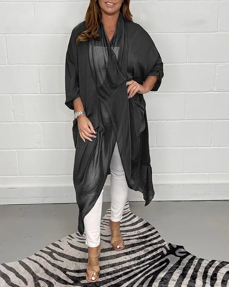 Women’s V-Neck Top | Loose Fit | Flowing Silky Fabric | Elegant Casual Blouse
