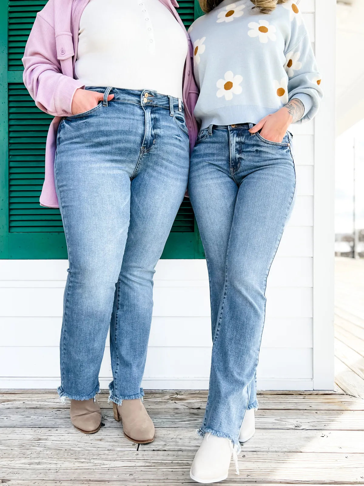 Women’s Bootcut Jeans | High-Rise Stretch Denim | Flattering Slim Fit | Frayed Hem