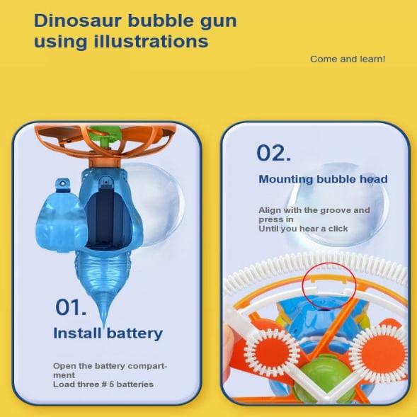 Kids Dinosaur Bubble Blaster | Portable Bubble Machine | 1000+ Bubbles/Min