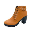 Women’s Chunky Heel Boots | Warm Faux Fur Lining | Non-Slip Sole | PU Leather Design