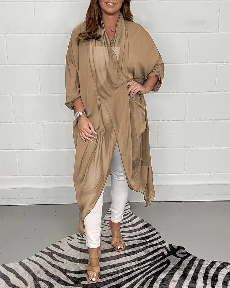 Women’s V-Neck Top | Loose Fit | Flowing Silky Fabric | Elegant Casual Blouse