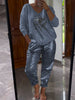 Women’s Two-Piece Outfit | V-Neck Long Sleeve Top & Glitter Pants Set | Spring/Summer