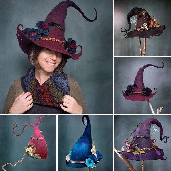 Halloween Witch Hat | Handmade Felt Costume Accessory | Adjustable Size for Adults