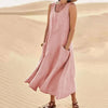 Avencea | Sleeveless Dress Made of 100% Cotton and Linen for Women