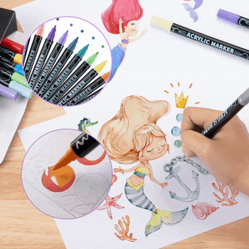 Acrylic Paint Markers Set | ChromaSet™ Fine Tip | Vibrant, Smudge-Proof, Multi-Surface