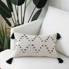 White and Black Geometric Cushion Cover with Tassels