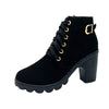 Women’s Chunky Heel Boots | Warm Faux Fur Lining | Non-Slip Sole | PU Leather Design