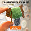 Embroidery Thread Organizer | Wooden Bunny Bobbin Set | 16-Piece | Storage Corral Included
