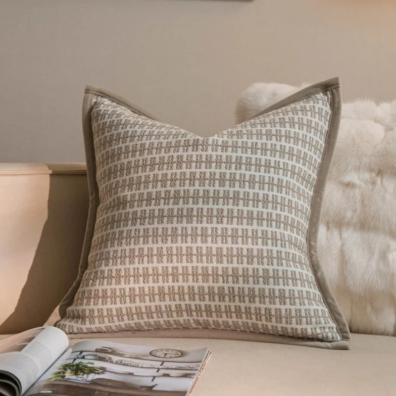 Nordic Oatmeal Luxury Geometric Jacquard Cushion Cover