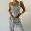 Women’s Three-Piece Lounge Set | Cropped Hoodie, Tank Top & Ankle Pants | Soft Polyester