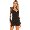 Mini dress with lace trim and high collar