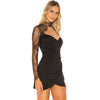 Mini dress with lace trim and high collar