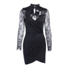 Mini dress with lace trim and high collar