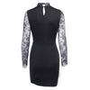 Mini dress with lace trim and high collar