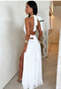 Heidi Fashion | Deep-cut Halter Dress with Slit