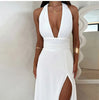 Heidi Fashion | Deep-cut Halter Dress with Slit