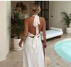 Heidi Fashion | Deep-cut Halter Dress with Slit
