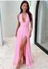Heidi Fashion | Deep-cut Halter Dress with Slit
