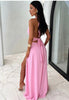 Heidi Fashion | Deep-cut Halter Dress with Slit