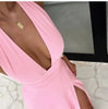 Heidi Fashion | Deep-cut Halter Dress with Slit